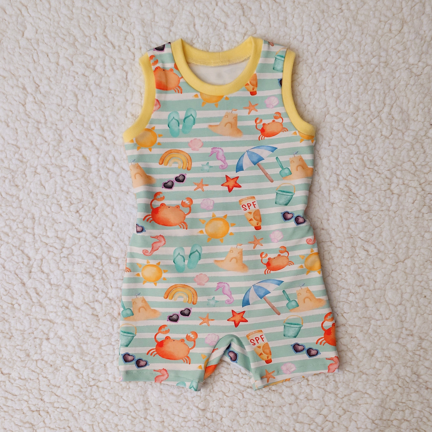 Snuggle Short Romper - On The Beach