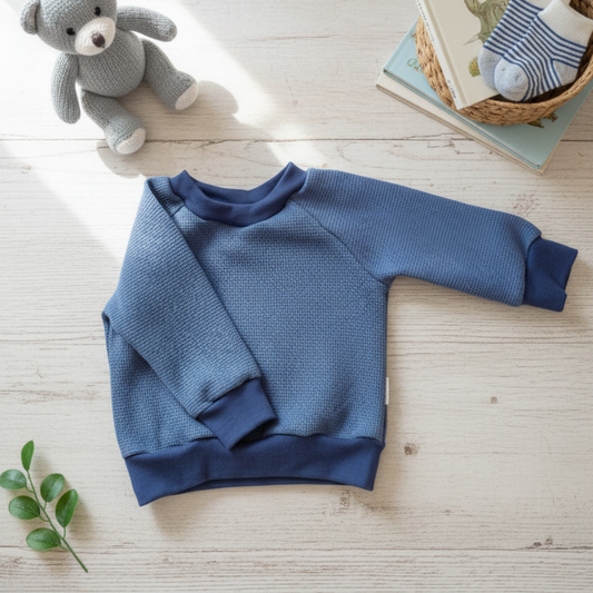 Blue Waffle Jumper | Handmade Children's Sweatshirt