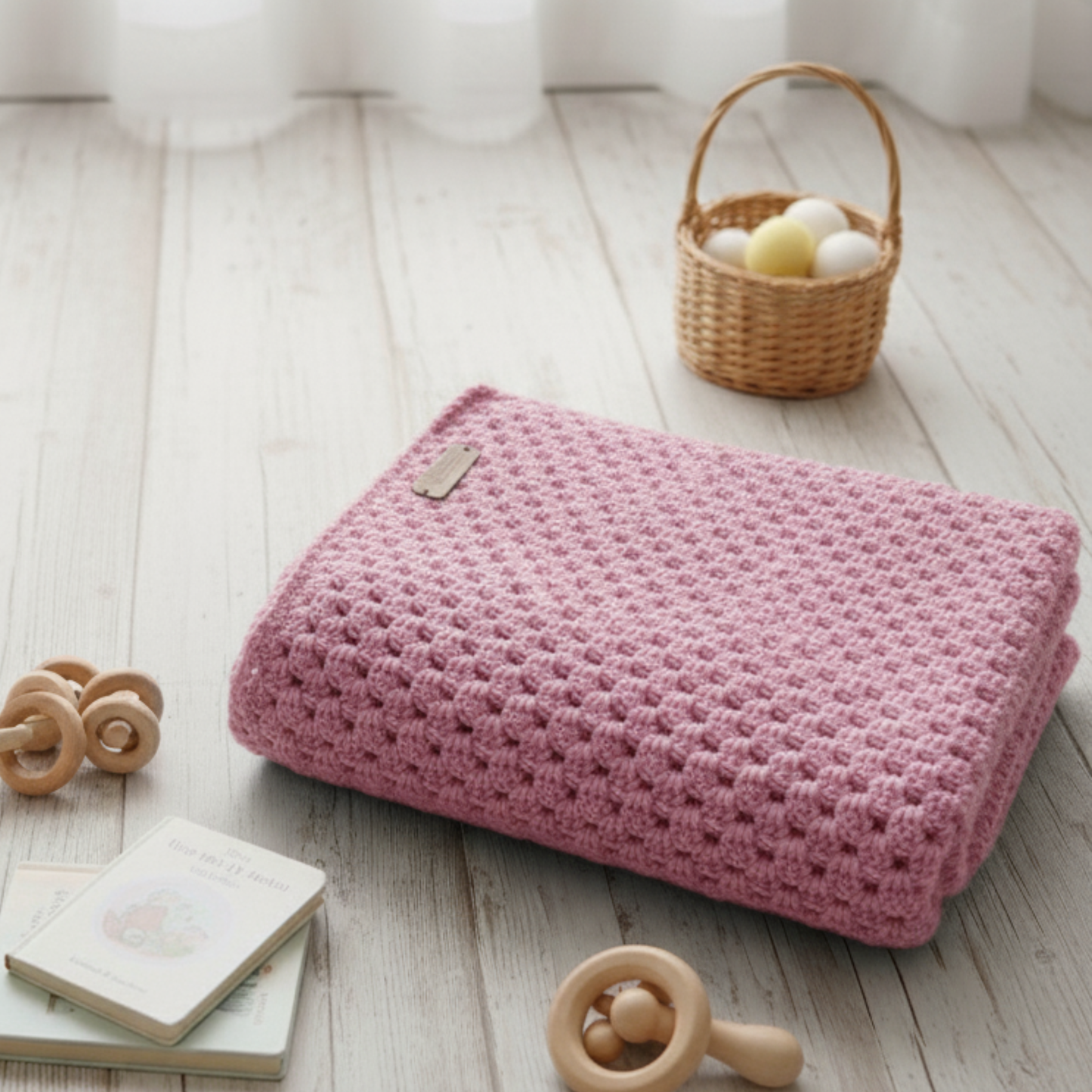 Dusty Pink Merino Wool Baby Blanket - gift box