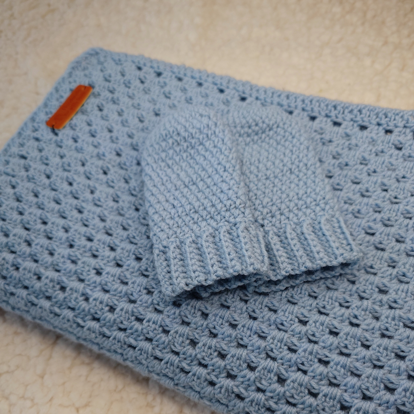 Blue Merino Wool Baby Blanket - gift box