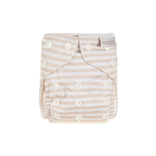 Newborn Pearl Pocket Cloth Nappy Linen Stripes