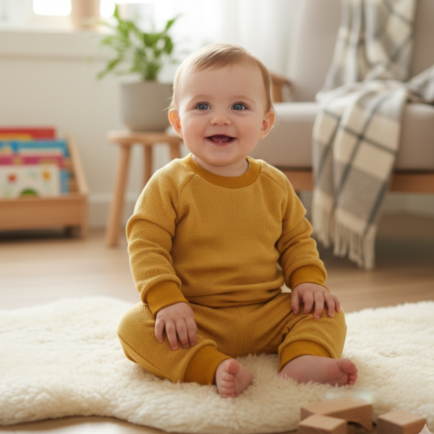 Sunny Yellow Waffle Jumper