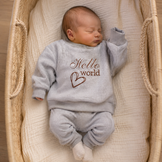 'Hello World' Newborn Waffle Jumper