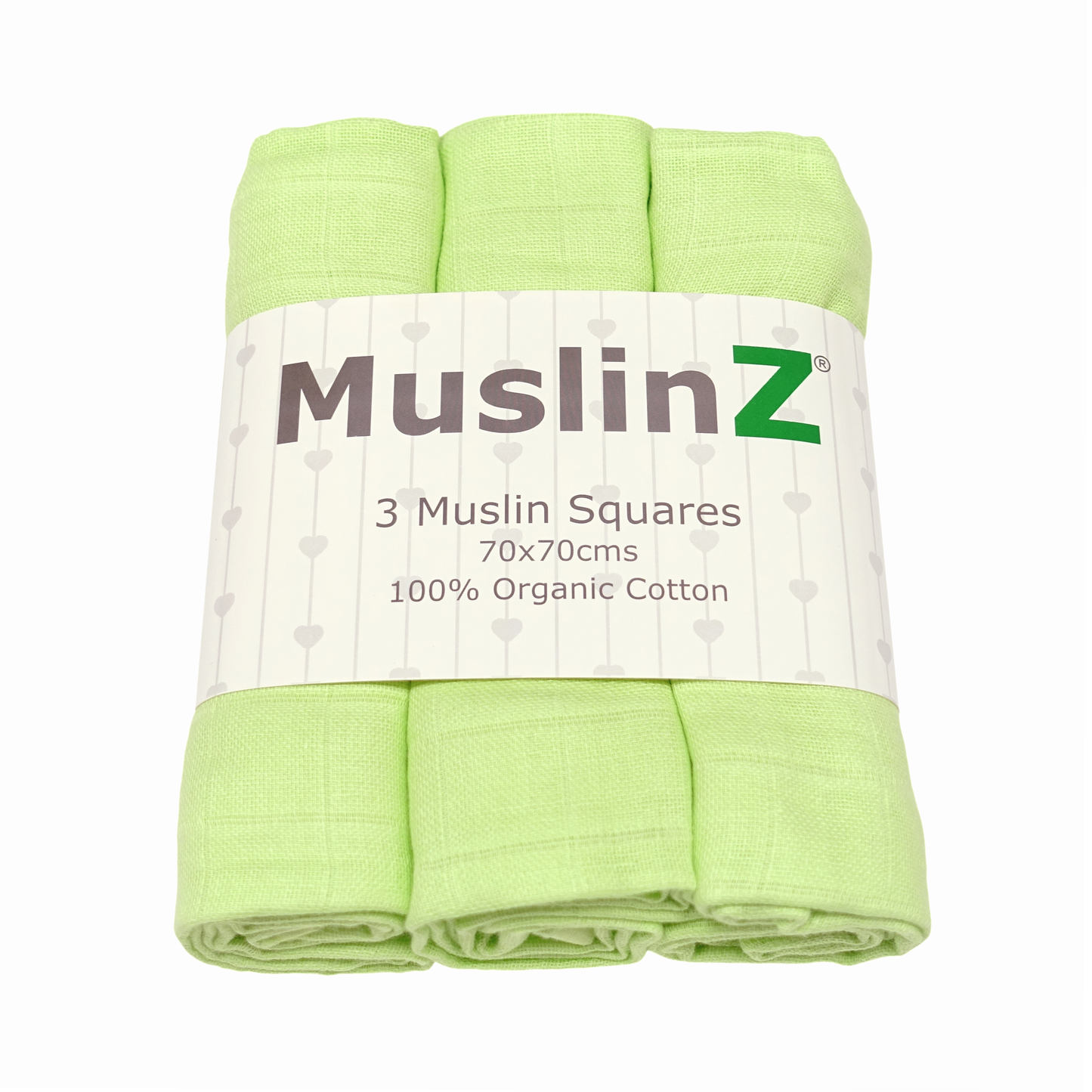 MuslinZ 3 Pack Organic Cotton Green 70x70cm